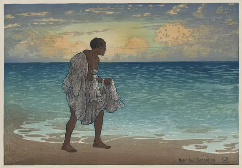 Гавайский рыбак by Чарльз Уильям Бартлетт, 1920 — digital art print download