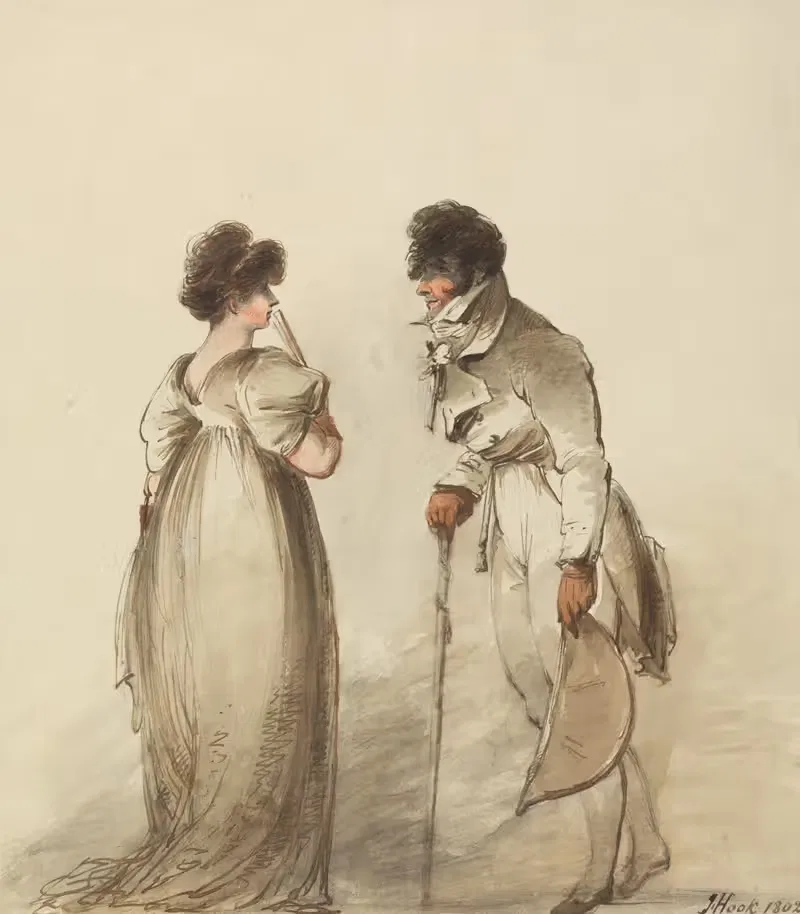 A Regency Pair: Man with Walking Stick by James Hook, 1802 — digital art print download
