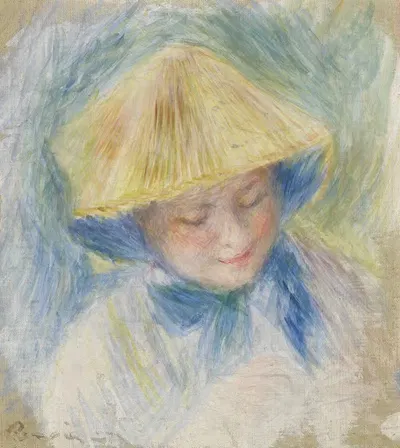 Portrait de femme en chapeau de paille (Madame Clapisson) by Pierre-Auguste Renoir — digital art print download