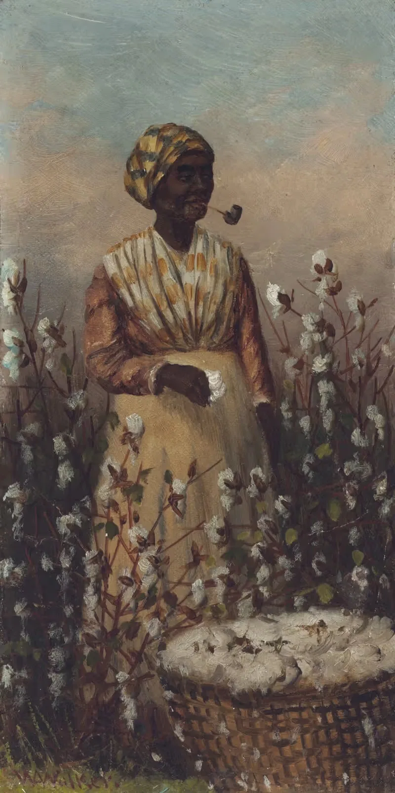 Woman Smoking Pipe and Picking Cotton — William Aiken Walker