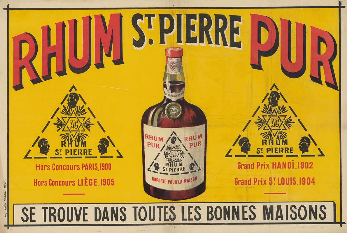Rhum St Pierre Pur by Imp. Paul Dupont, 1906 — digital art print download
