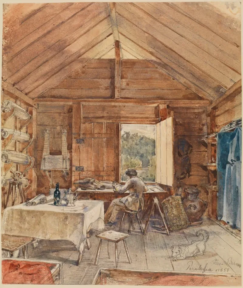 Interior with man at desk by Ferdinand Keller, 1858 — digital art print download