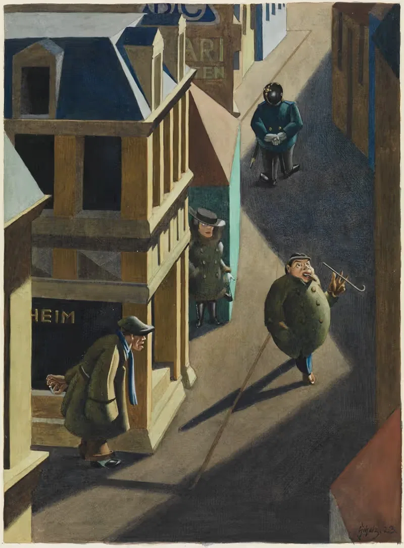 Ночная уличная сцена by Георг Шольц, 1923 — digital art print download