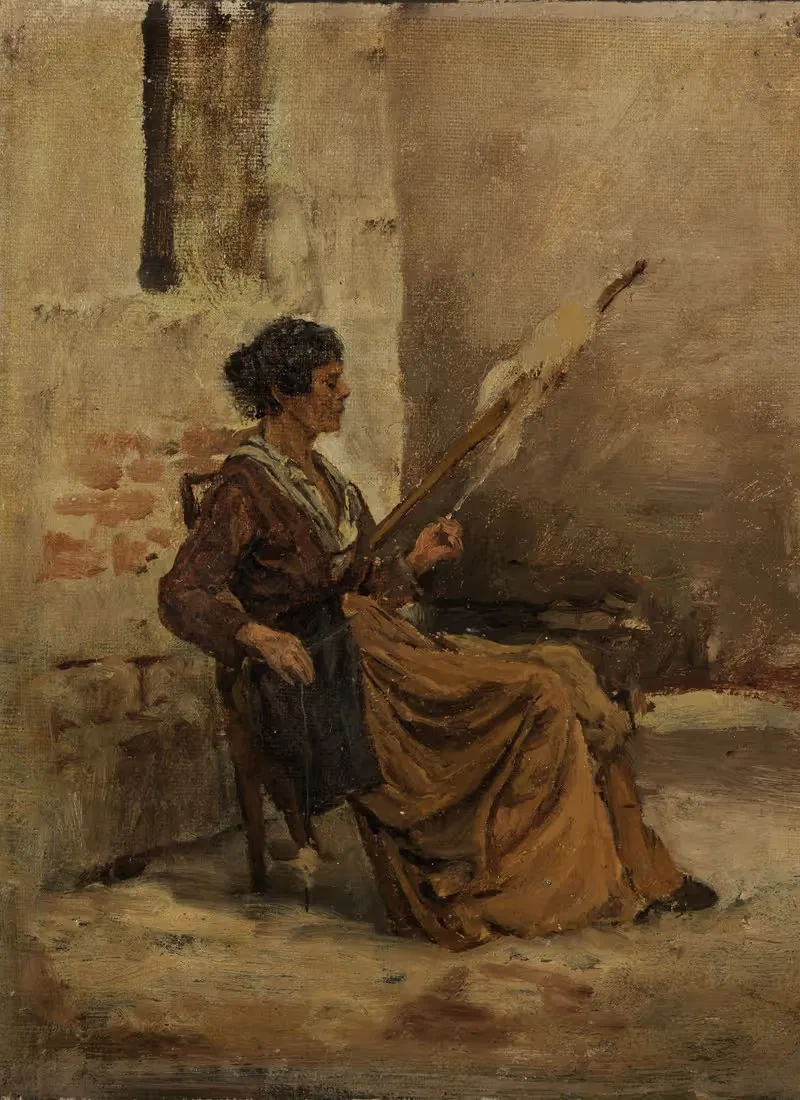 Прядильщица в Чиоггии by Густав Шёнлебер, 1873 — digital art print download