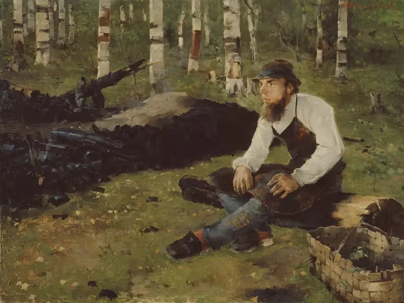 Charcoal Burner by Helene Schjerfbeck, 1882 — digital art print download