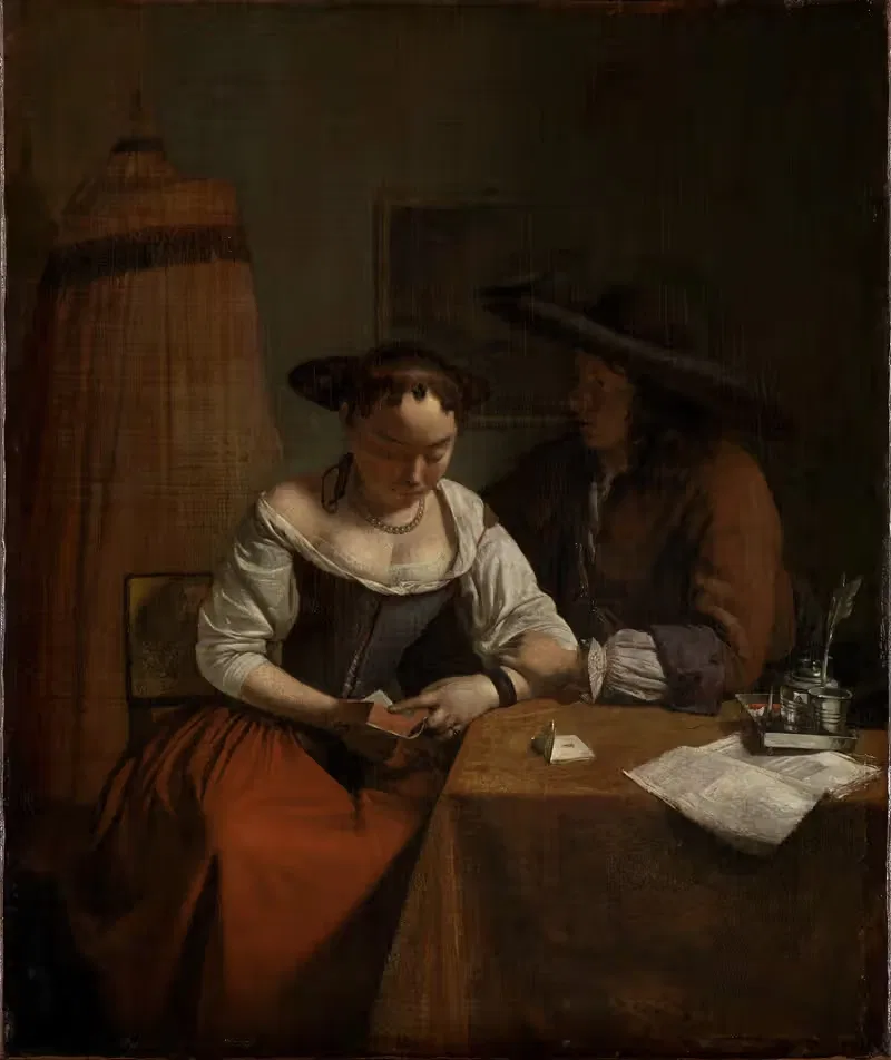 Der Liebesantrag an die Lesende — Jacob Ochtervelt