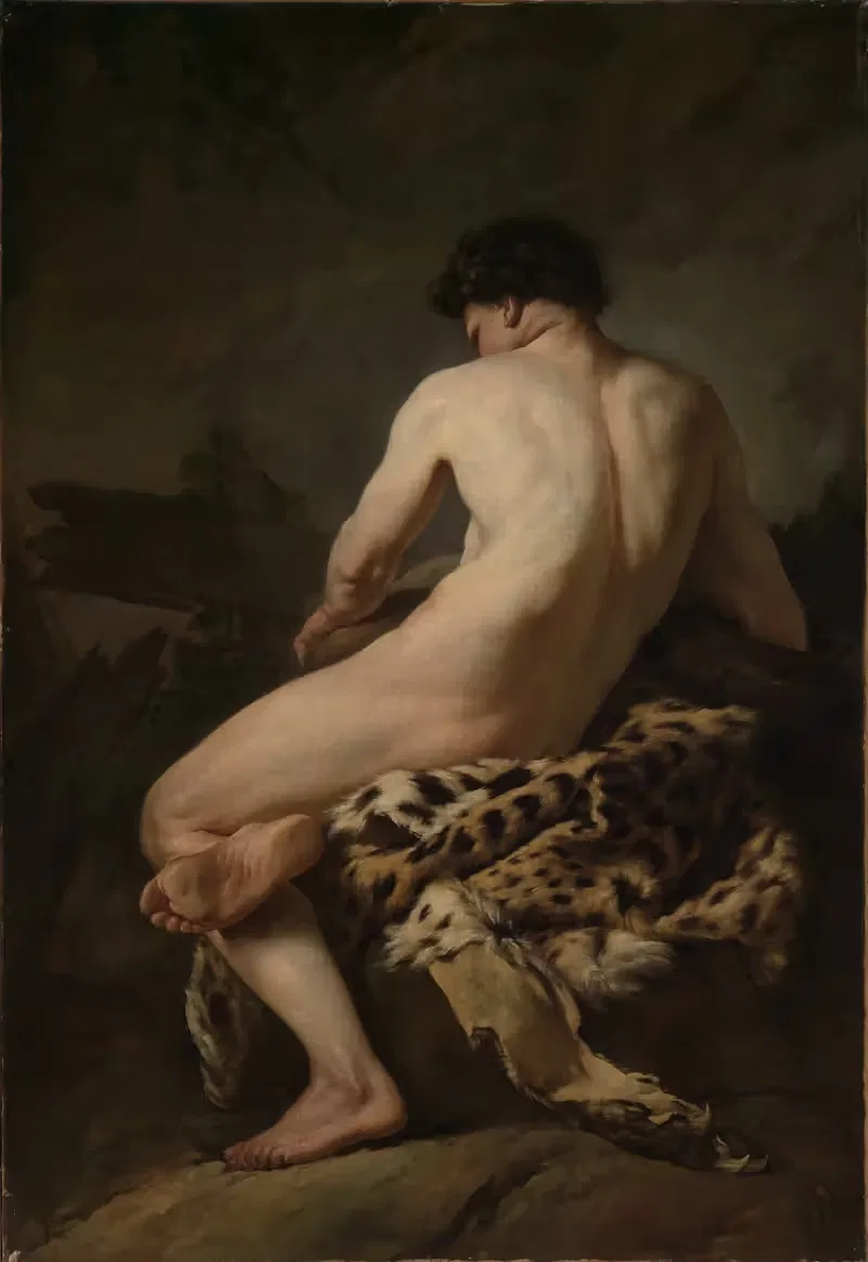 Seated male nude as Bacchus — Jean Baptiste Marie Pierre