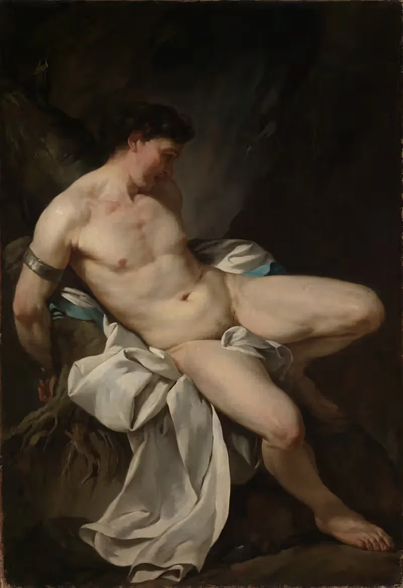 Seated male nude as Prometheus — Jean Baptiste Marie Pierre