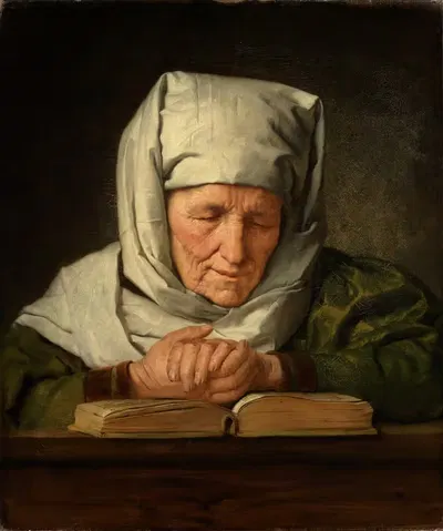 Молящаяся старая женщина by Карл Брюннер, 1886 — digital art print download