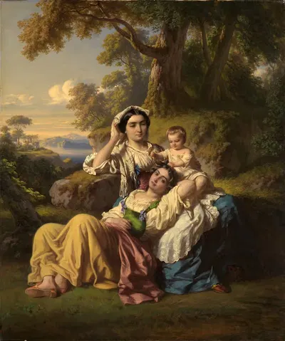 Итальянская семья в Альбанских горах by Луи Коблиц, 1845-1863 — digital art print download
