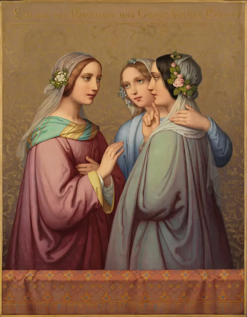 Три девицы by Мари Элленридер, 1849 — digital art print download