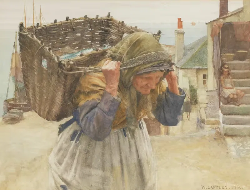 Рыбная жена by Уолтер Лэнгли, 1890 — digital art print download