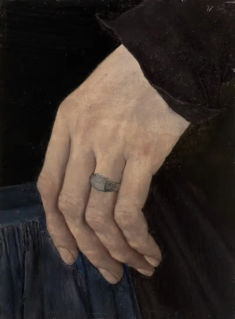 Linke Hand des 'Mädchens mit der Nelke' — Wilhelm Leibl
