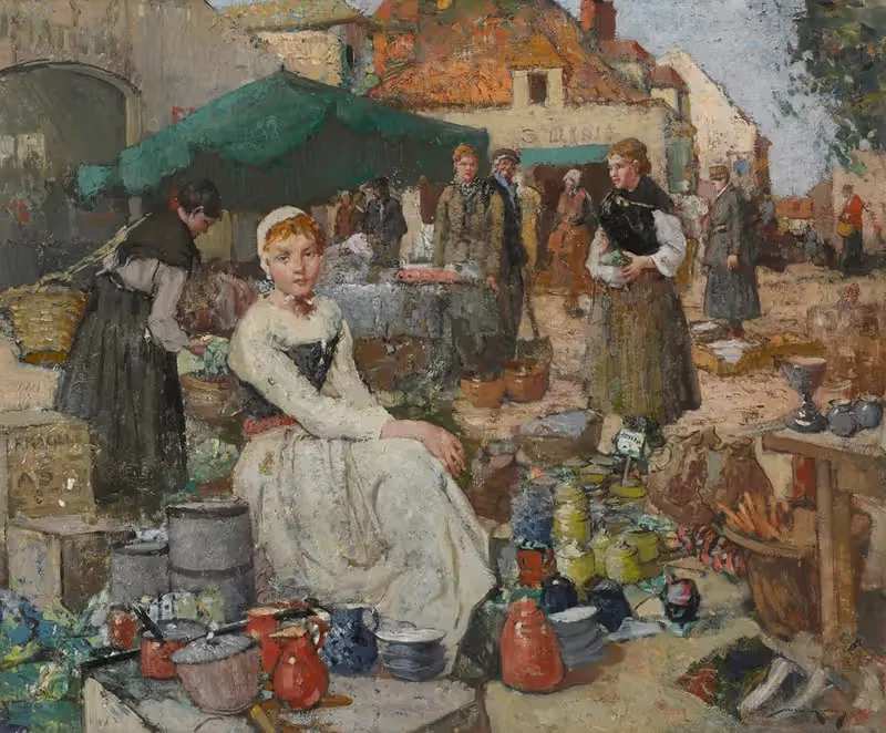 A street market in Picardy — William Lee-Hankey
