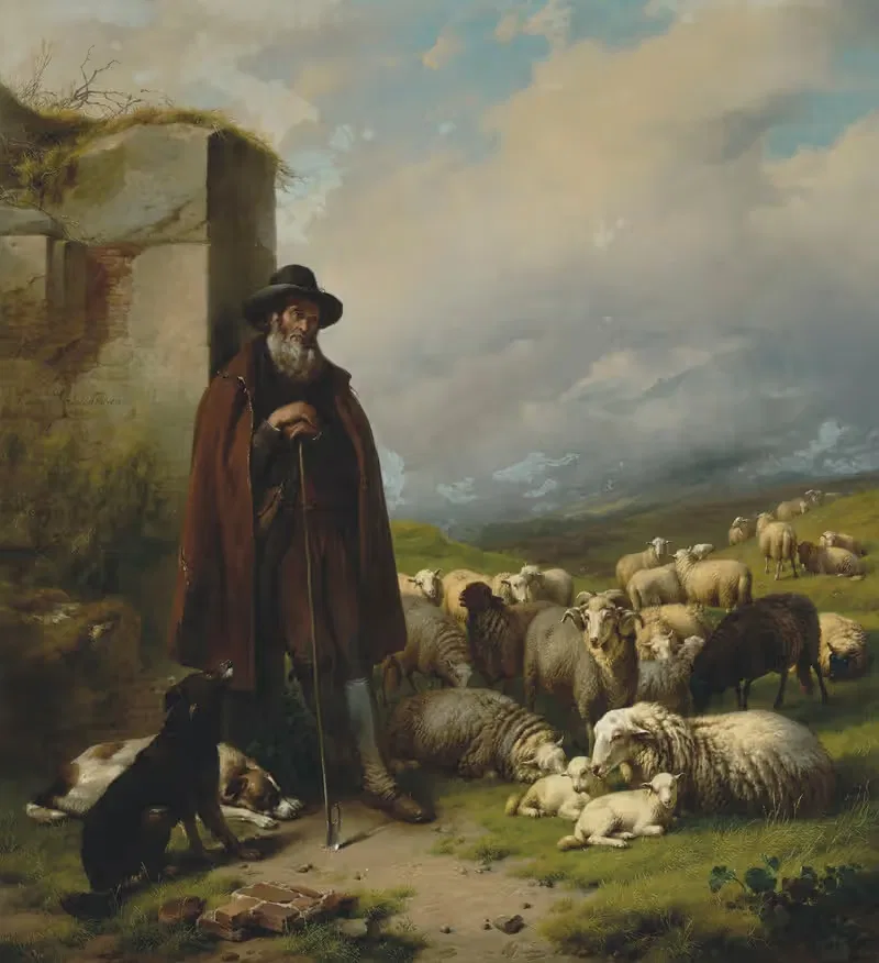 Шотландский пастух со своим стадом by Южен Жозеф Вербокховен, 1850 — digital art print download