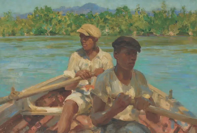 Лодочники на Белой реке, Ямайка by Генри Скотт Таке, 1924 — digital art print download