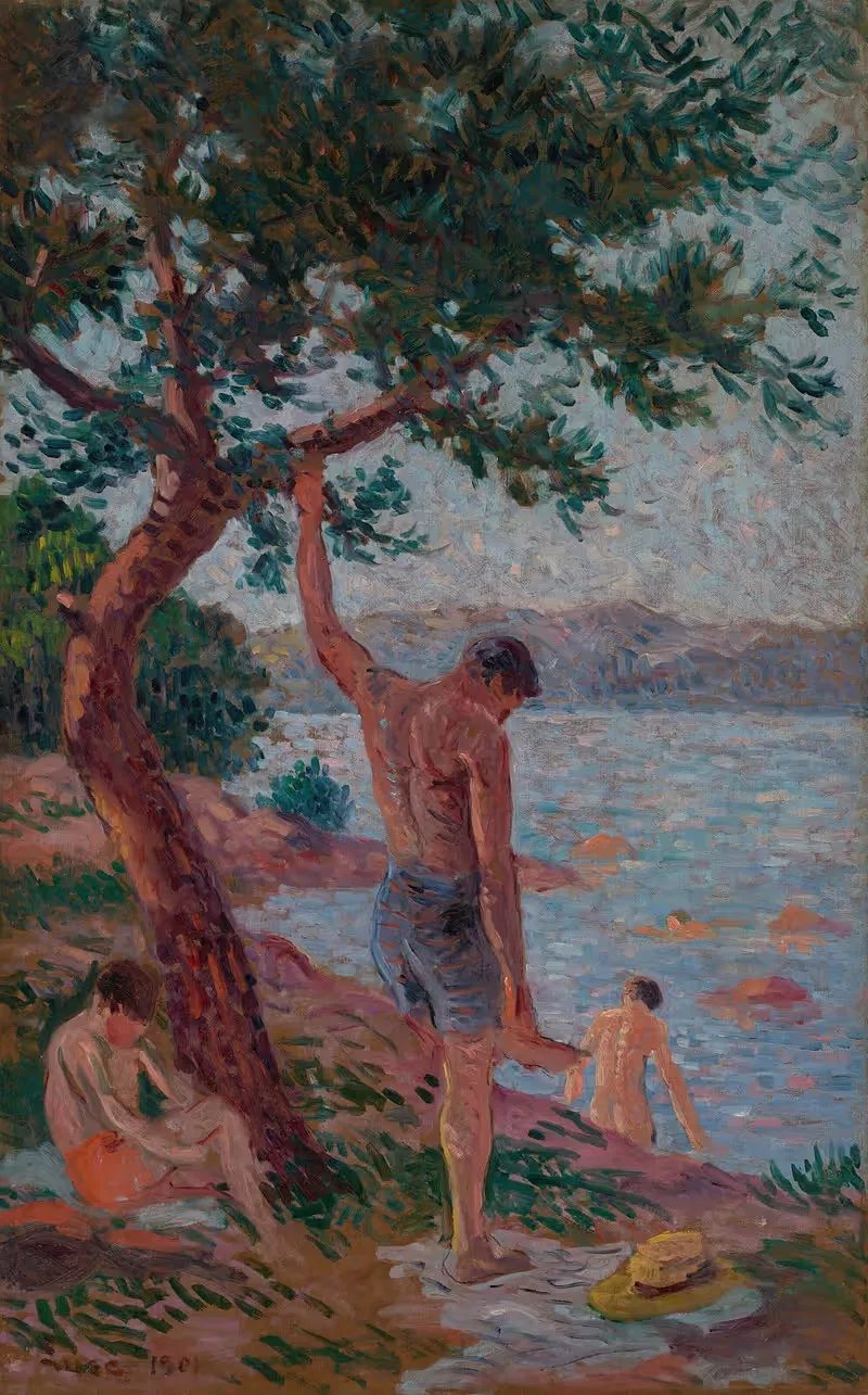 Saint-Tropez, baigneurs sous la pinède — Maximilien Luce