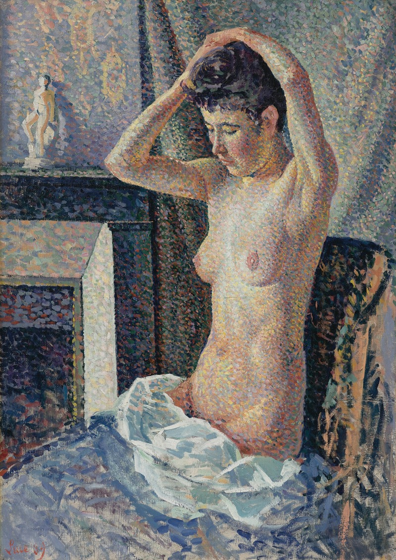 Ню, укладывающая волосы by Максимильен Люс, 1889 — digital art print download