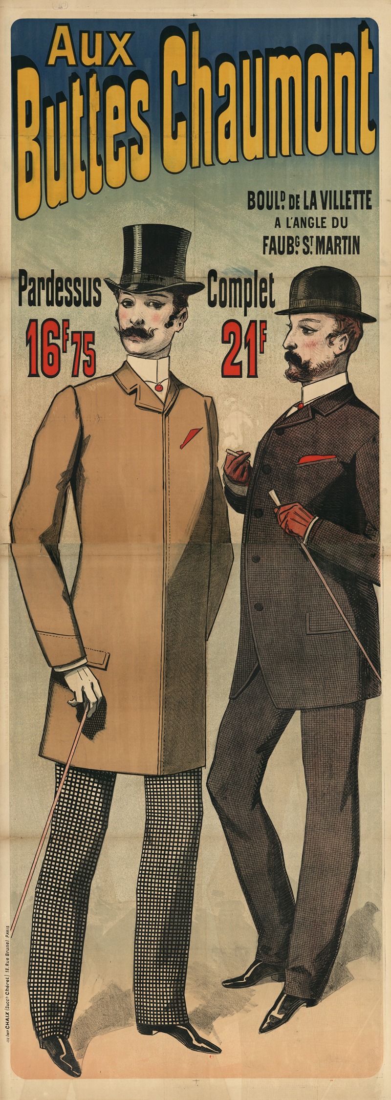 Aux Buttes Chaumont. Pardessus 16f75 – Complet 21f — Jules Chéret