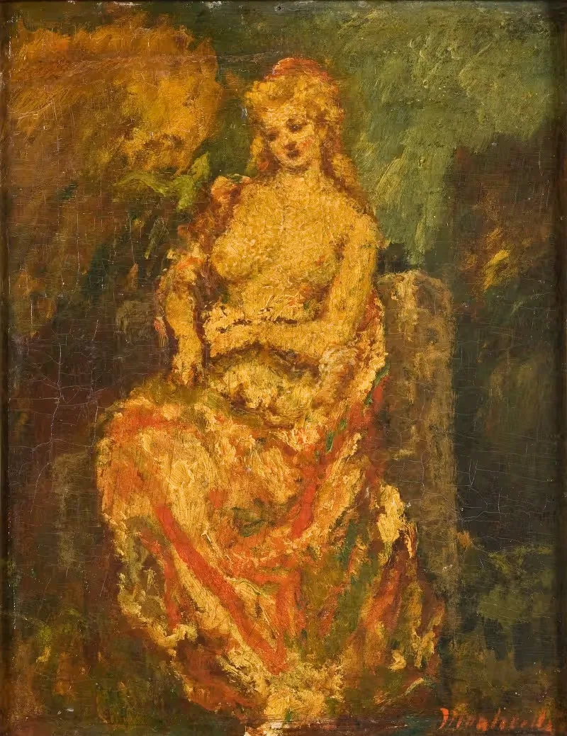 Young Woman with a Fan — Adolphe Monticelli