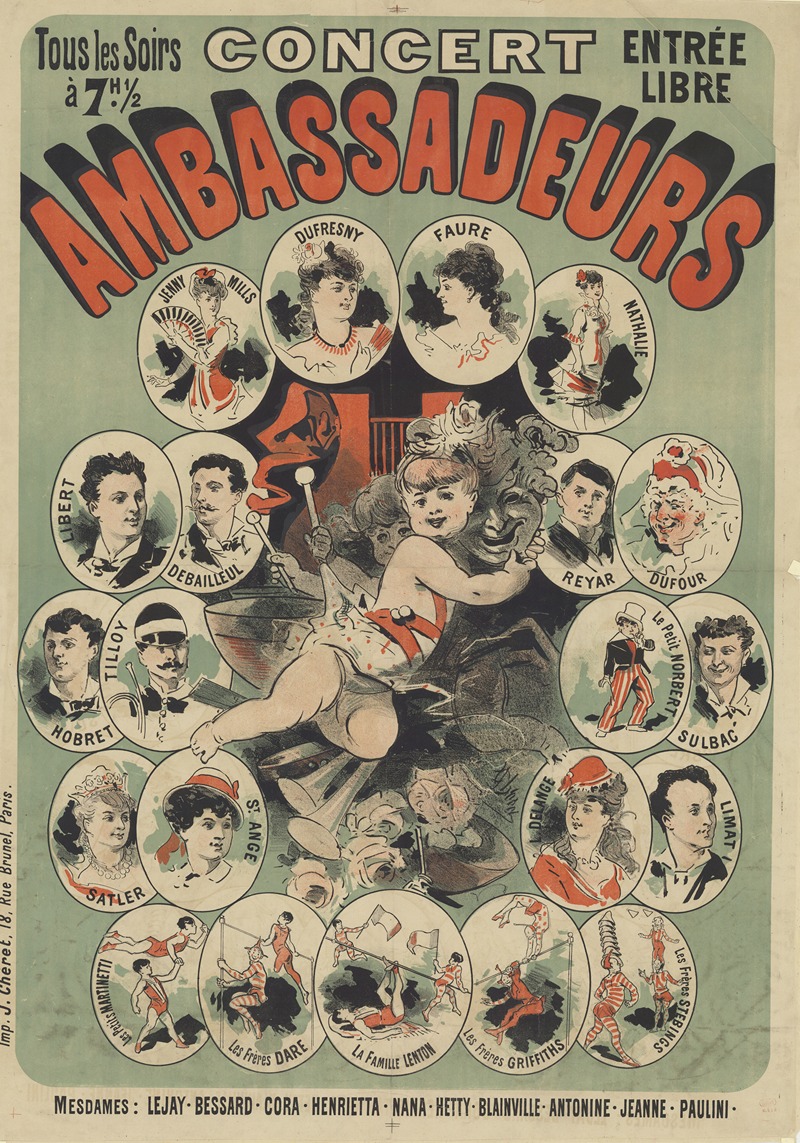 Concert Ambassadeurs by Жюль Шере, 1883 — digital art print download