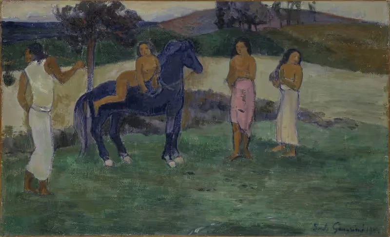 Composition with Figures and a Horse by Paul Gauguin, 1902 — digital art print download