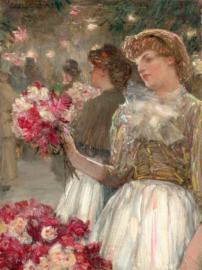 Девушка с пионами by Чайлд Хассам, 1889 — digital art print download