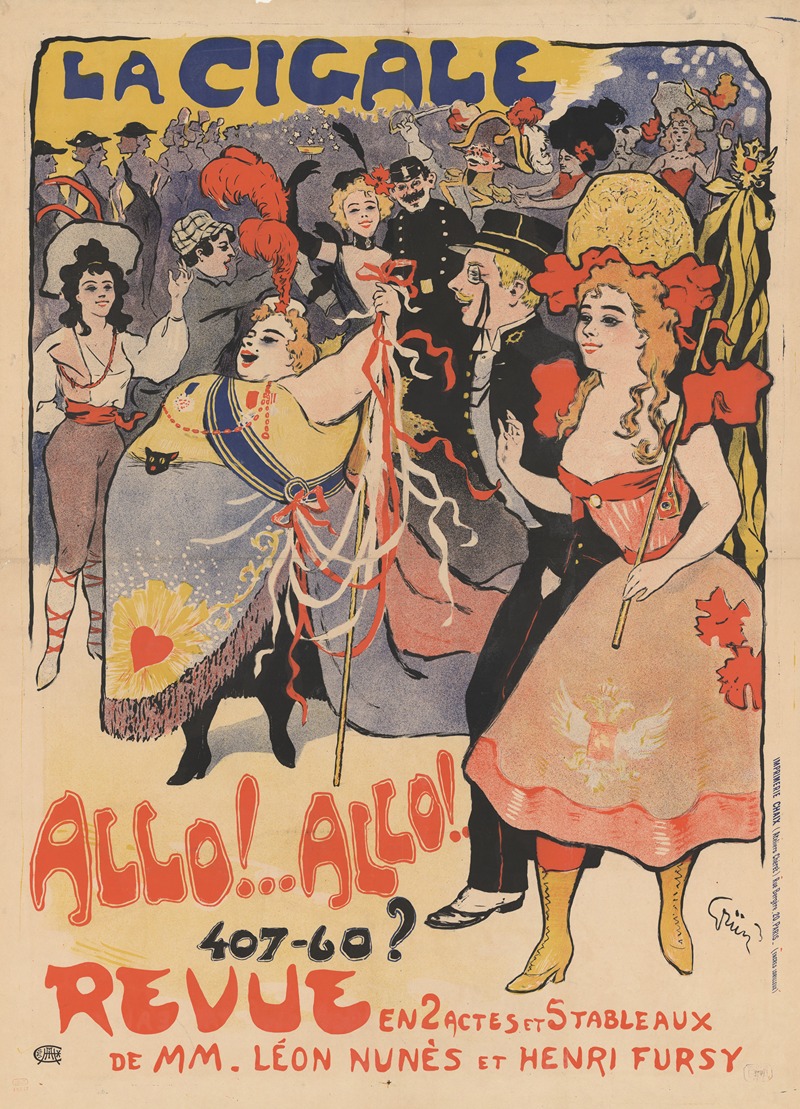 La Cigale. Allo.Allo by Жюль-Александр Грюн, 1898 — digital art print download