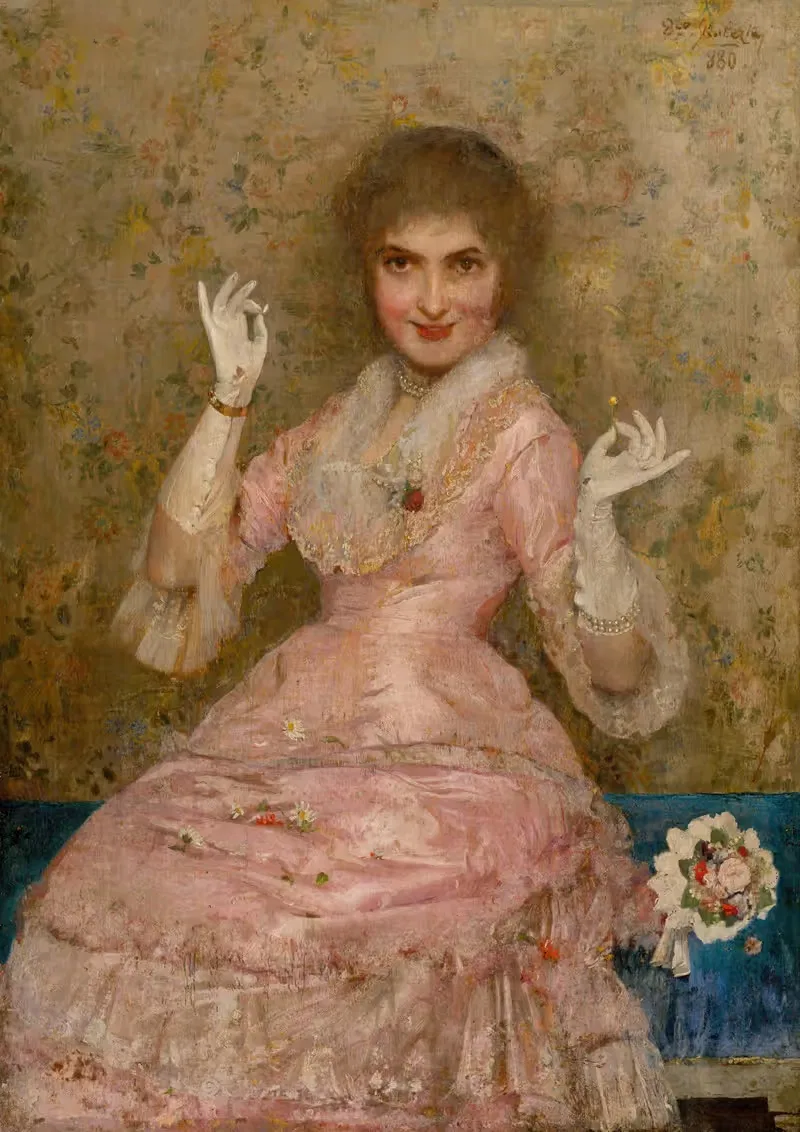 Женщина с цветком by Доминик Скутецкий, 1880 — digital art print download