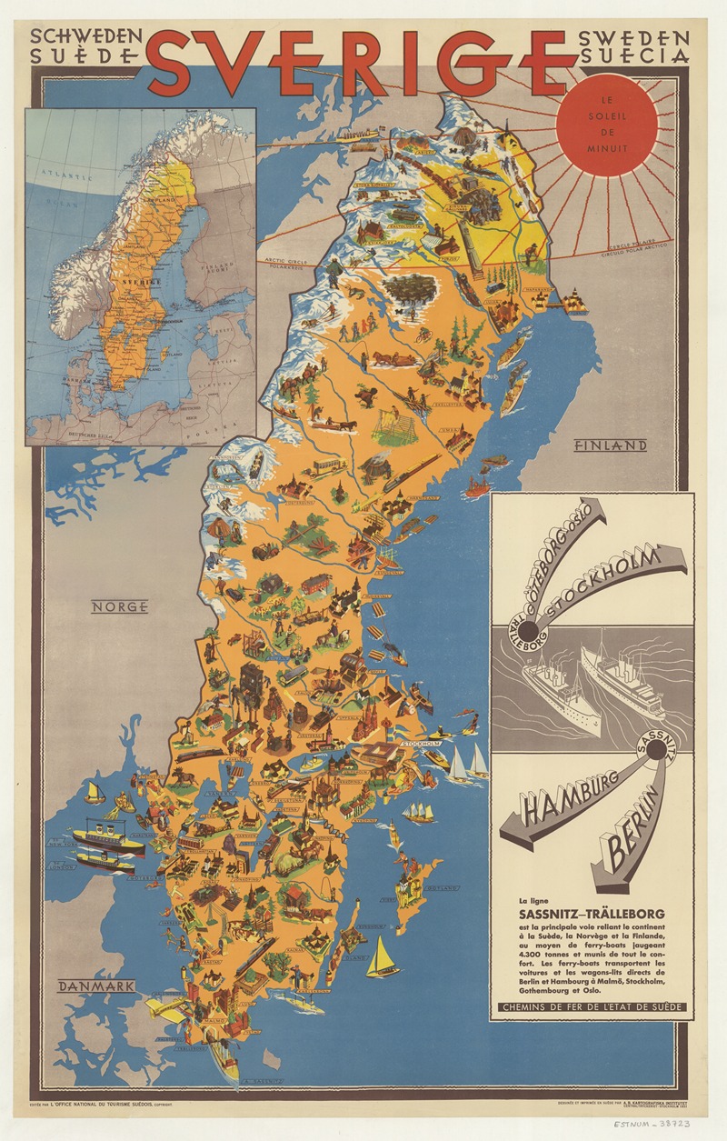 Sweden Suède Sverige by Kartografiska institutet, 1931 — digital art print download