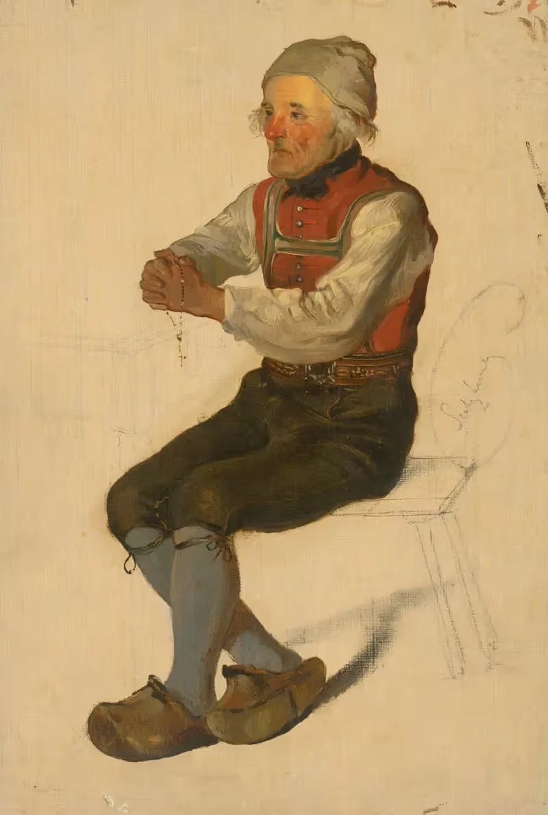 Этюд сидящего крестьянина by Фридрих Карл фон Шейдлин, 1847 — digital art print download