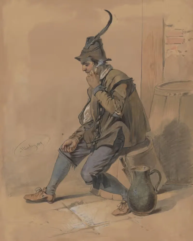 Этюд курящего человека by Фридрих Карл фон Шейдлин, 1854 — digital art print download