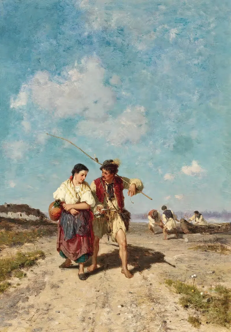 Рыбаки, возвращающиеся домой by Паль Бём, 1873 — digital art print download