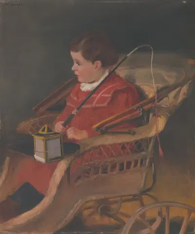 Портрет мальчика в коляске by Александр Кубиный, 1885–1900 — digital art print download