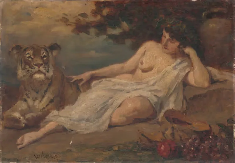 Женский акт с тигром by Юлиус Эдер, 1923 — digital art print download