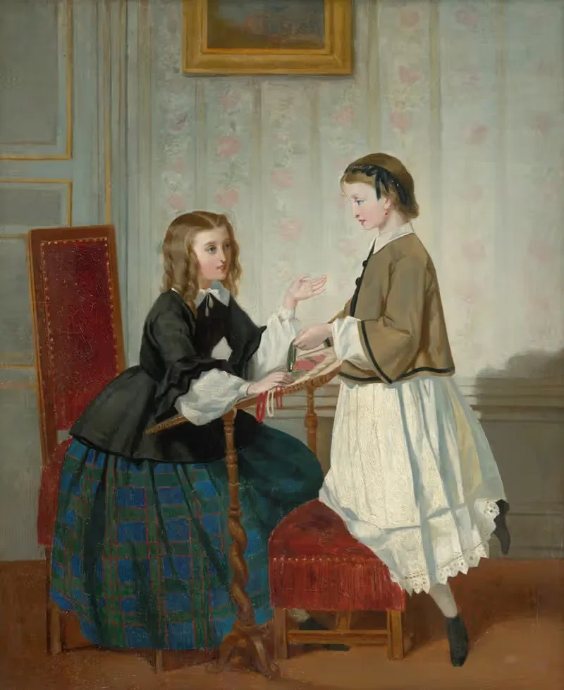 Девочки у вышивального станка by Мария Шульцова, 1865 — digital art print download