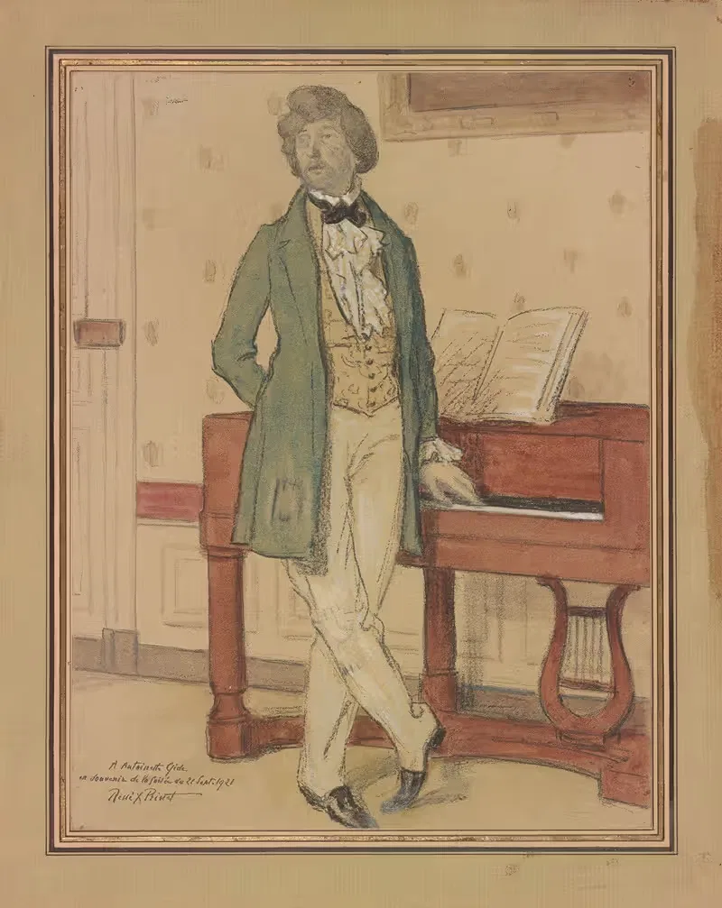 Study of a Young Man Beside a Piano — René François Xavier Prinet