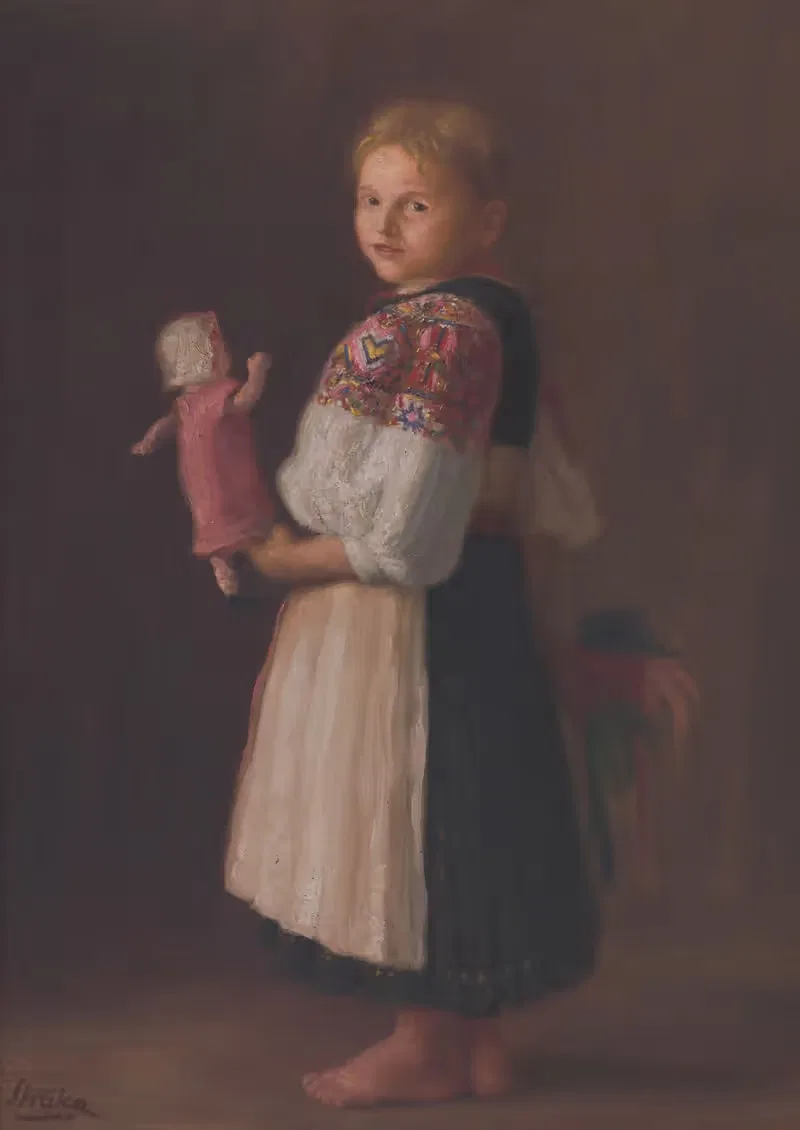 Dievča s bábikou by Štefan Straka, 1926 — digital art print download
