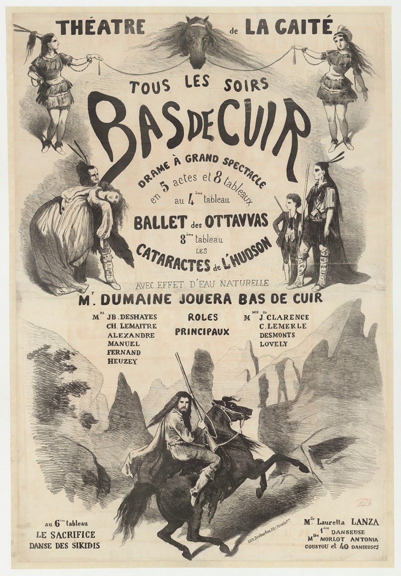 Bas de Cuir, drame à grand spectacle by Lith. Destouches, 1866 — digital art print download