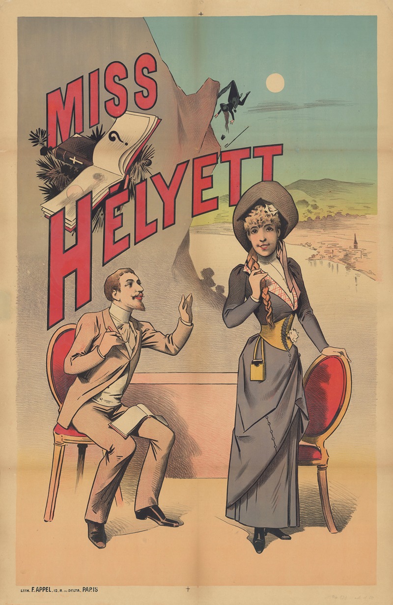 Miss Helyett by Lith. F. Appel, 1890 — digital art print download
