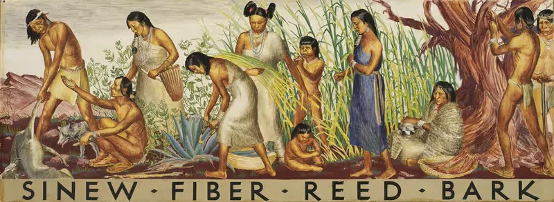 Sinew, Fiber, Reed, Bark (mural study) by Anonymous — digital art print download