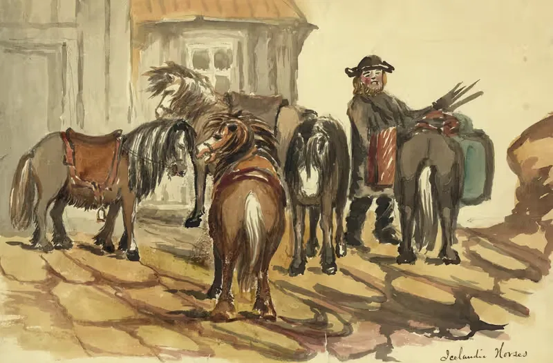Icelandic horses by Bayard Taylor, 1862 — digital art print download