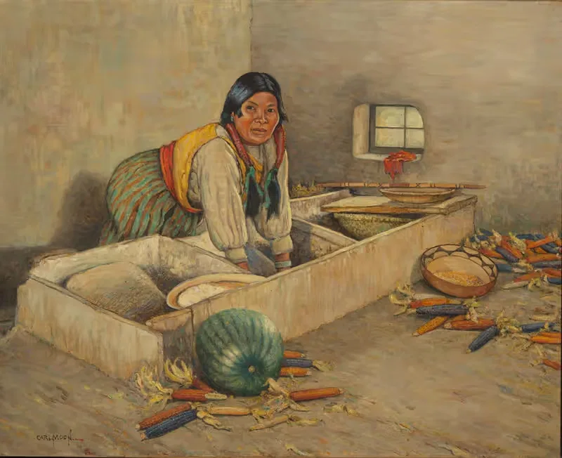 Hopi Woman Grinding Corn — Carl Moon