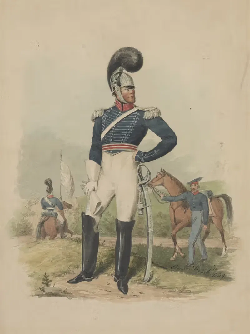 Officer from the First Troop, Philadelphia, facing forward — John Rubens Smith