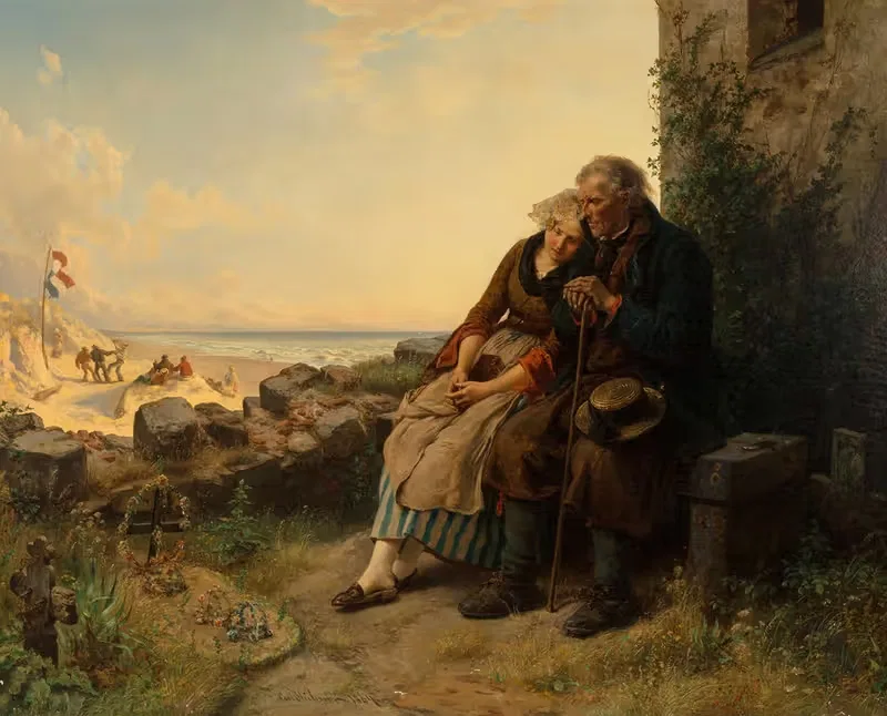 Возвращение на церковный двор by Карл Вильгельм Хюбнер, 1864 — digital art print download