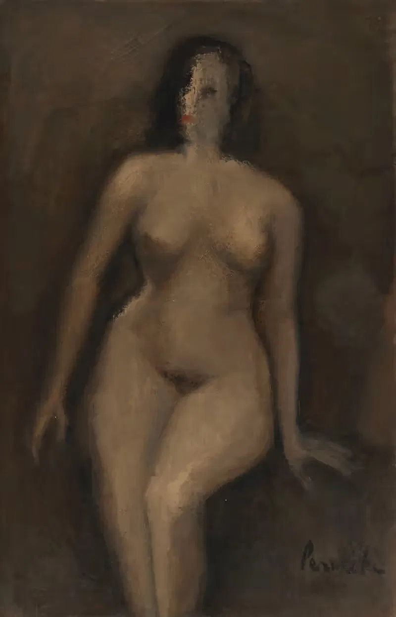 Сидящая нагота by Констант Пермеки, 1949 — digital art print download