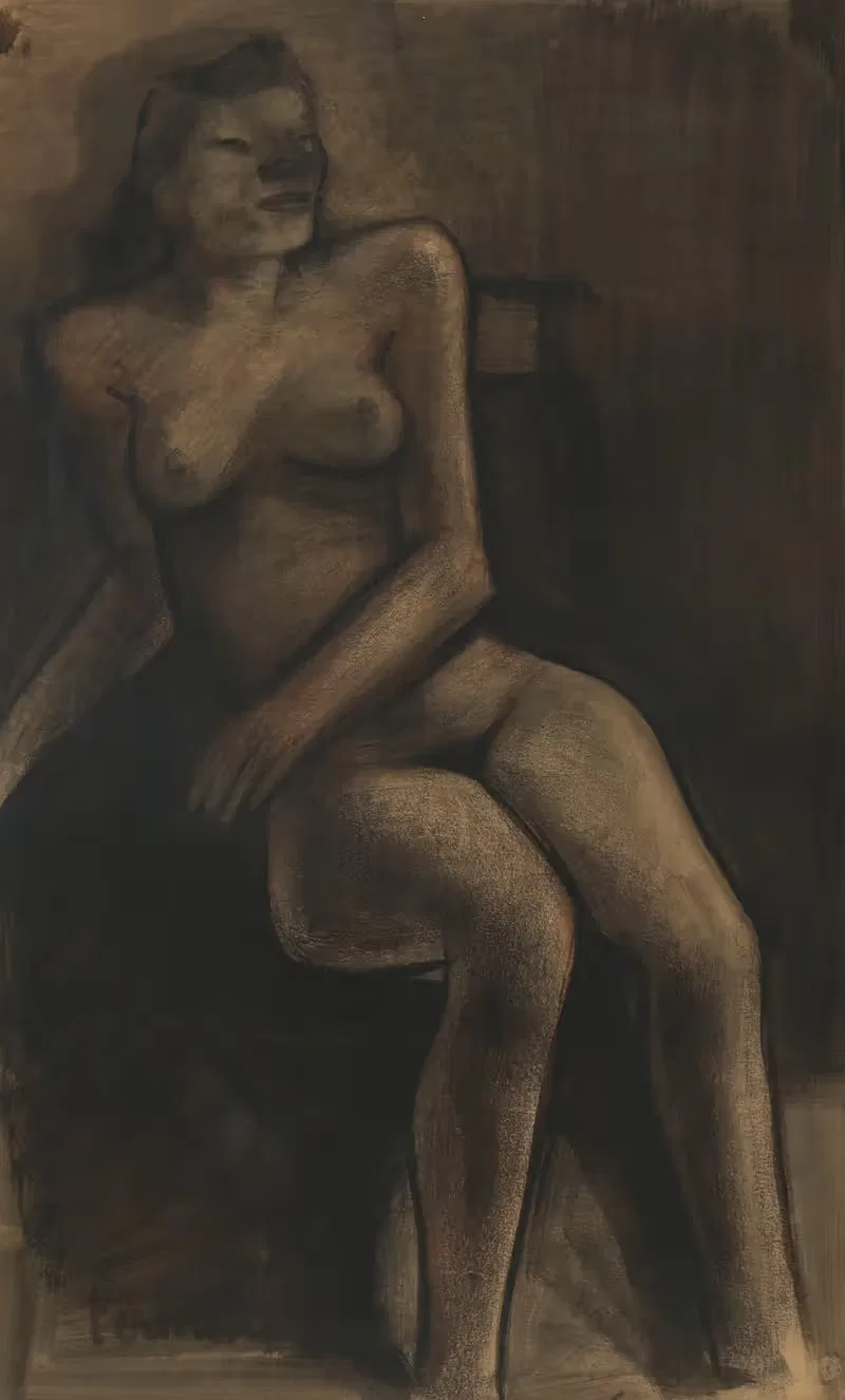 Zittend naakt getiteld 'Zulma' — Constant Permeke