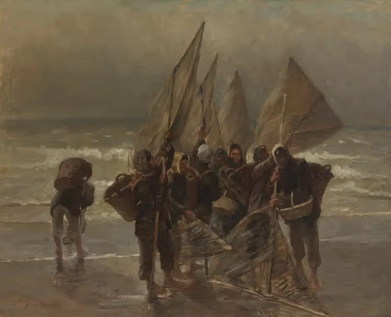 Garnaalvisserinnen te Mariakerke — Constantin Meunier