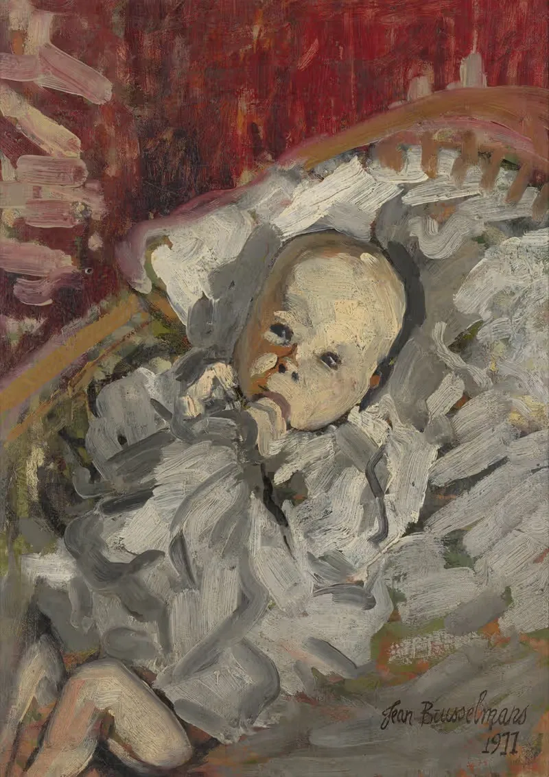 Kind in de wieg by Jean Brusselmans, 1911 — digital art print download