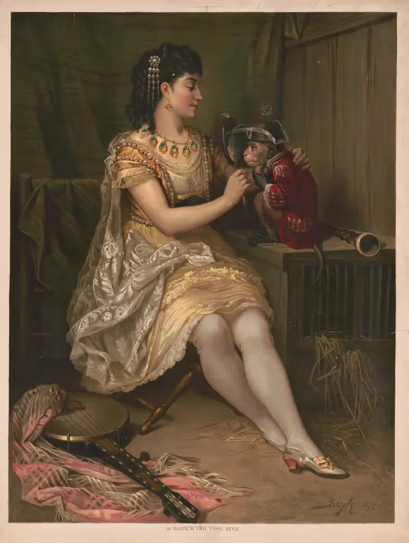 Обезьяний туалет by А. и К. Кауфман, 1873 — digital art print download